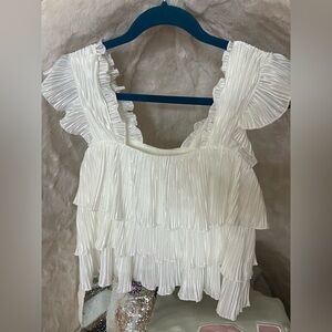 SHEIN White Layered Ruffle Blouse
